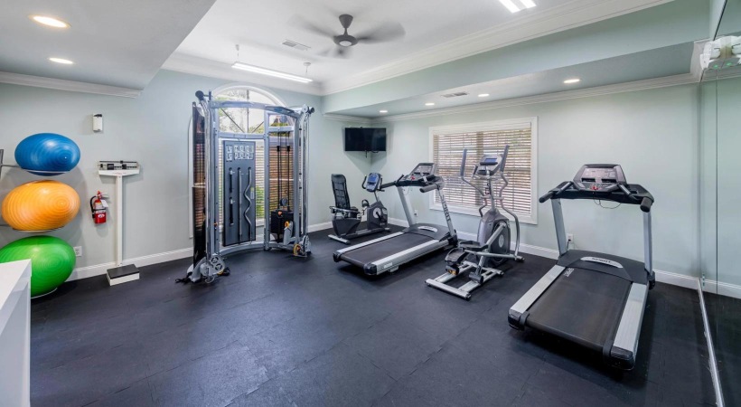 a gym with exercise equipment